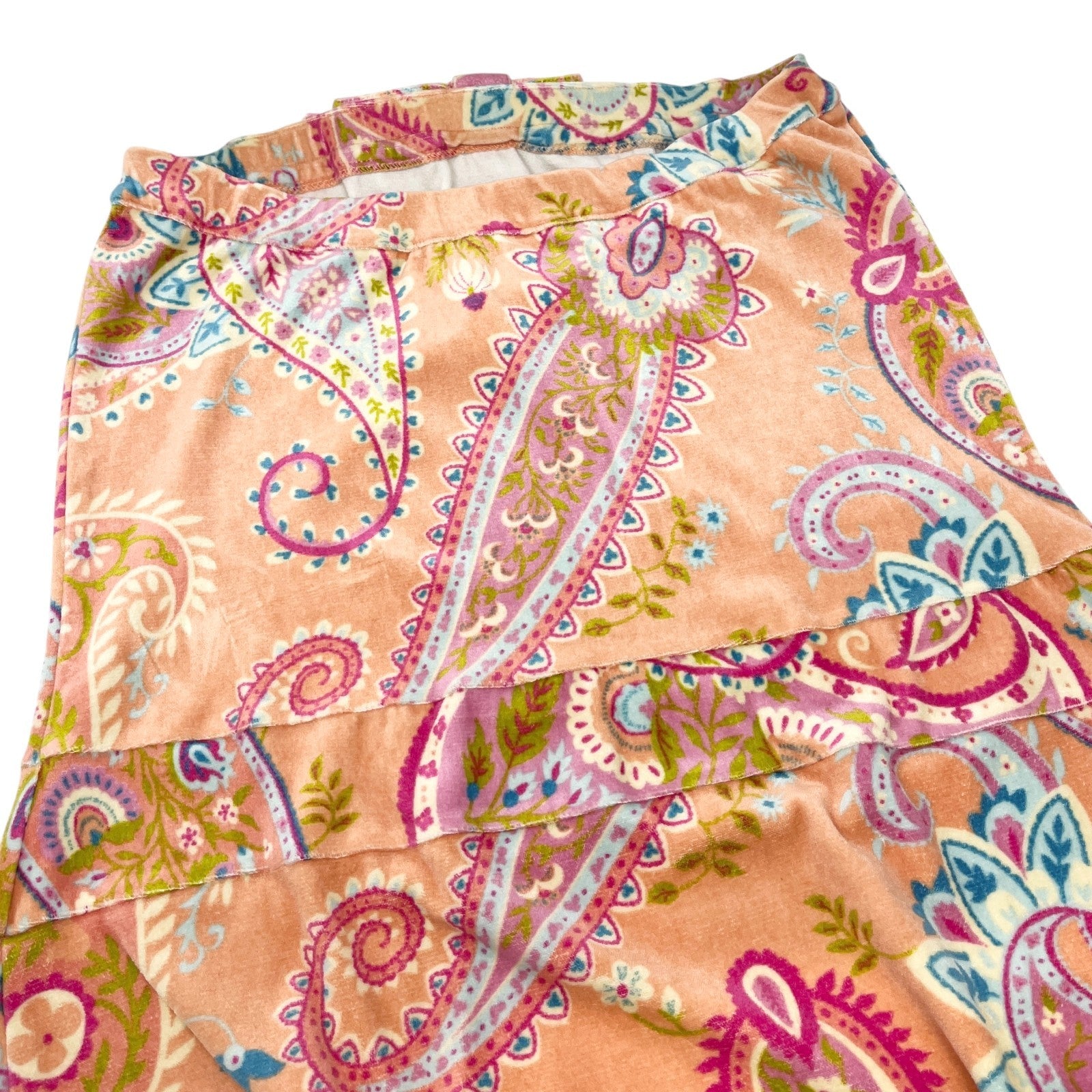 Christian Dior Vintage Velour Dress #40 One-Piece Paisley Ribbon Pink Cotton