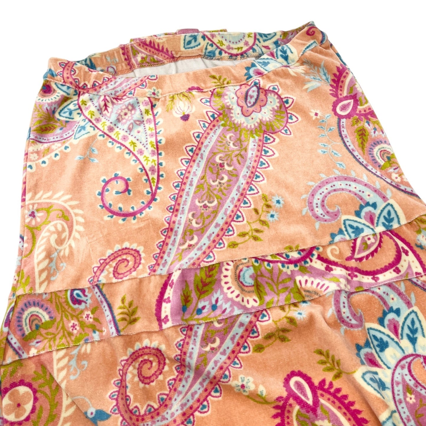 Christian Dior Vintage Velour Dress #40 One-Piece Paisley Ribbon Pink Cotton
