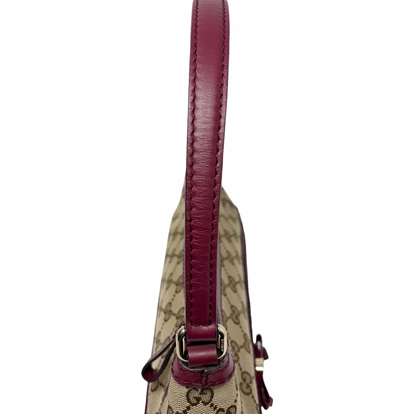 GUCCI Vintage GG Logo Monogram Canvas Mayfair Shoulder Bag Beige Pink Ribbon