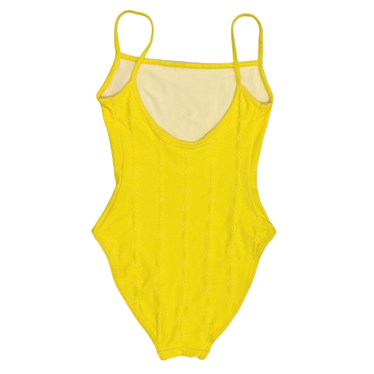 CHANEL Vintage 97P CC Mark Swimsuit Bodysuit #38 One-piece Yellow Nylon Rank AB