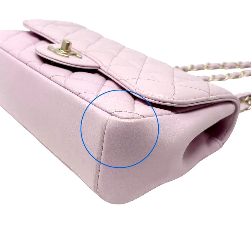 CHANEL Vintage CC Logo Quilted Chian 2way Bag Pink Gold Leather 902322