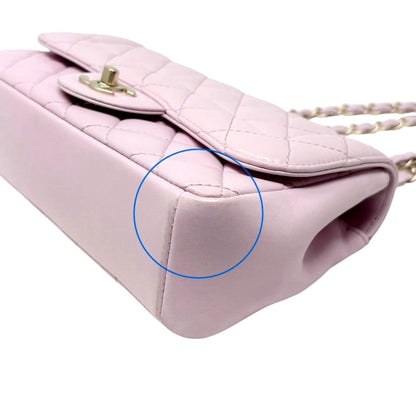 CHANEL Vintage CC Logo Quilted Chian 2way Bag Pink Gold Leather 902322