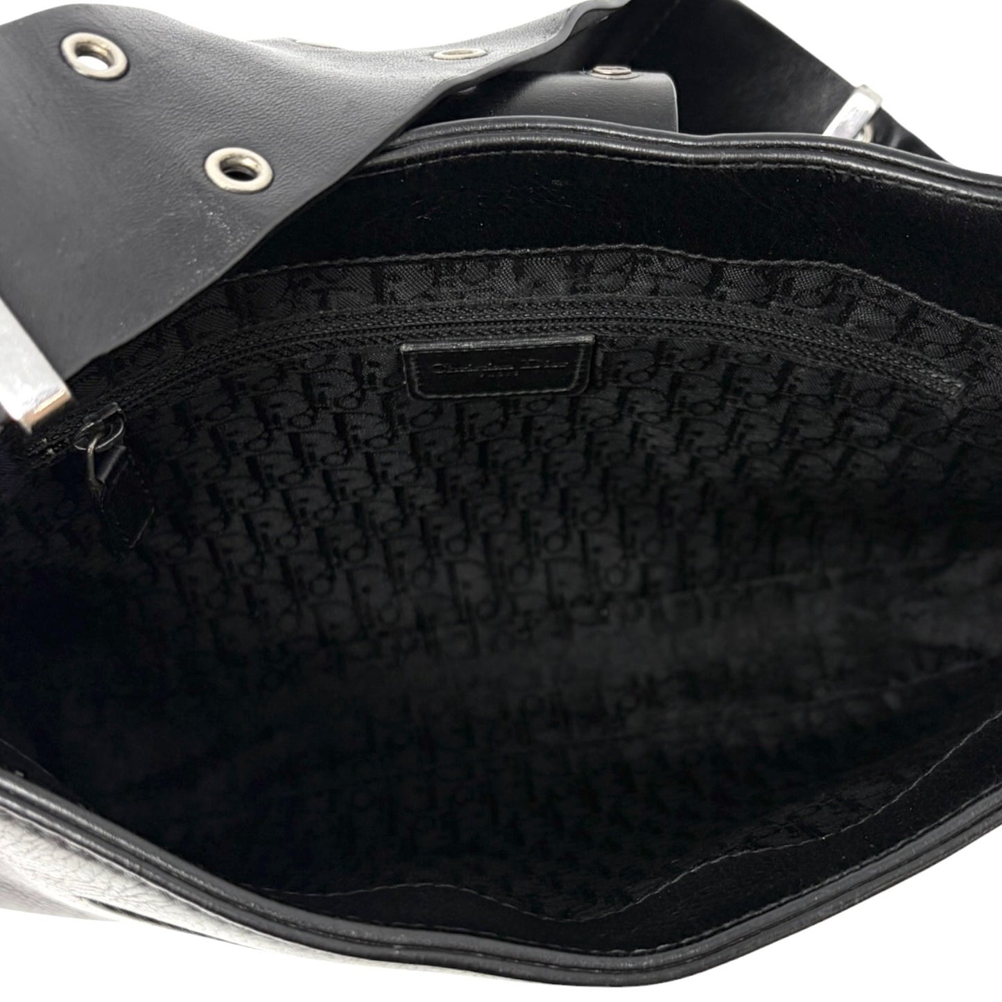 Christian Dior Vintage 2002 Logo Street Chic Shoulder Bag Black Leather 902094