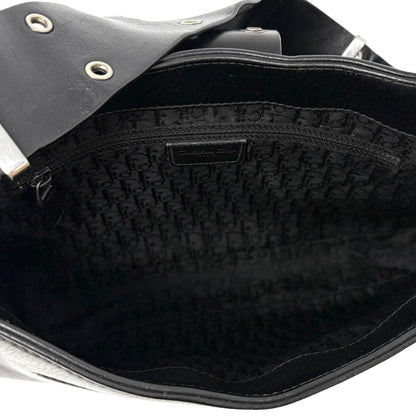 Christian Dior Vintage 2002 Logo Street Chic Shoulder Bag Black Leather 902094