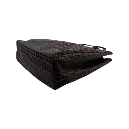 FENDI Vintage FF Logo Zucchino Monogram Tote Hand Bag Brown Black 902444