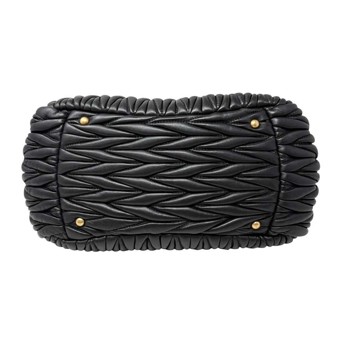 Miu Miu Vintage Quilted Tote Top Handle Bag Black Gold Leather Zip 902310