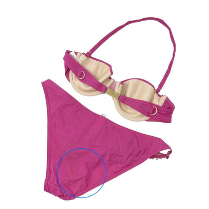 Christian Dior Vintage Logo Gold Chain Bikini Swimwear #36 Pink Nylon 901862