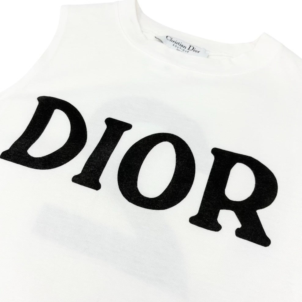 Christian Dior Vintage Big Logo Tank Top No.2 White Black #M Cotton 902305
