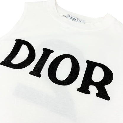 Christian Dior Vintage Big Logo Tank Top No.2 White Black #M Cotton 902305
