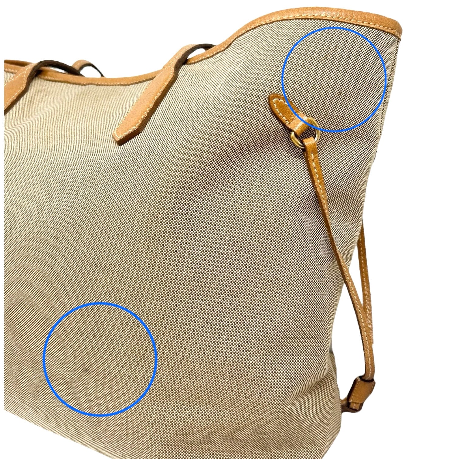 PRADA Vintage Logo Jacquard Shoulder Tote Bag Beige Brown Canvas Leather