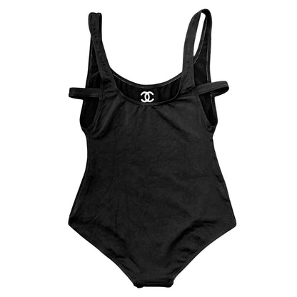 CHANEL Vintage 98P CC Logo Swimwear Swimsuit One-piece #40 Black Nylon 902283