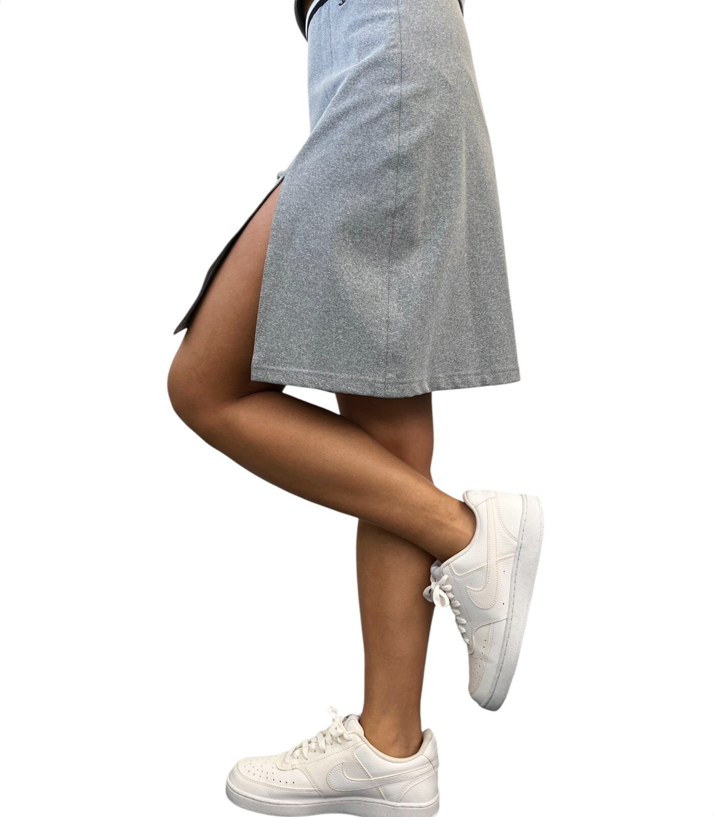 CHANEL Vintage 98P CC Logo Camisole Skirt Set #38 Separate Gray White Nylon