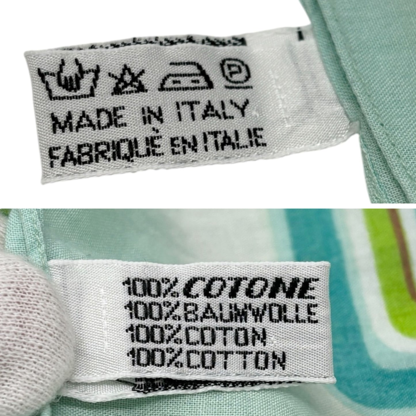 CHANEL Vintage CC Mark Logo Scarf Wrap Mint Green Multicolor Cotton Accessory
