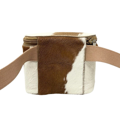 miu miu Vintage Logo Pony Calf Hair Cowhide Fanny Belt Bag Brown White 902807