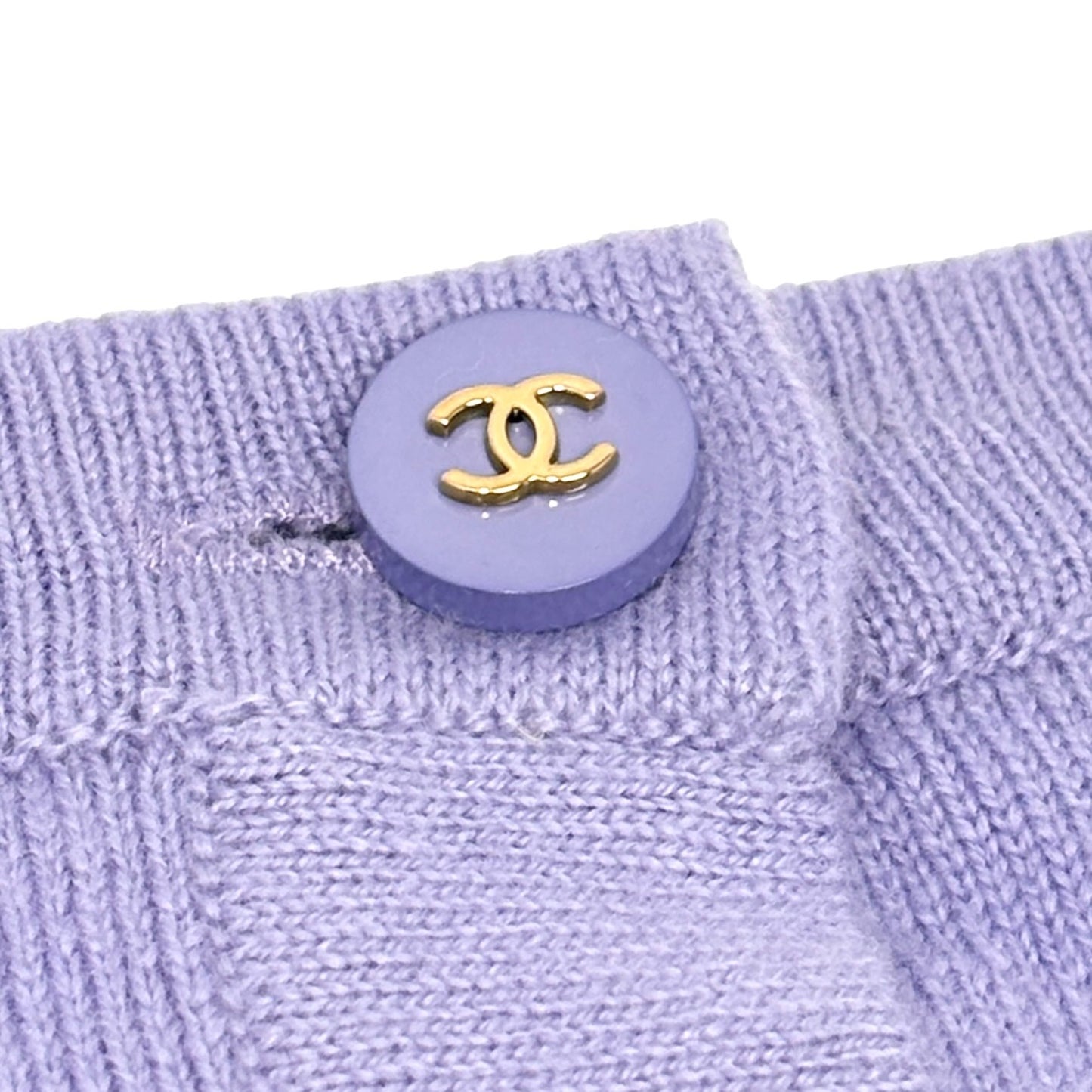 CHANEL Vintage CC Logo Button Cashmere Knit Top T-shirt Purple Blue