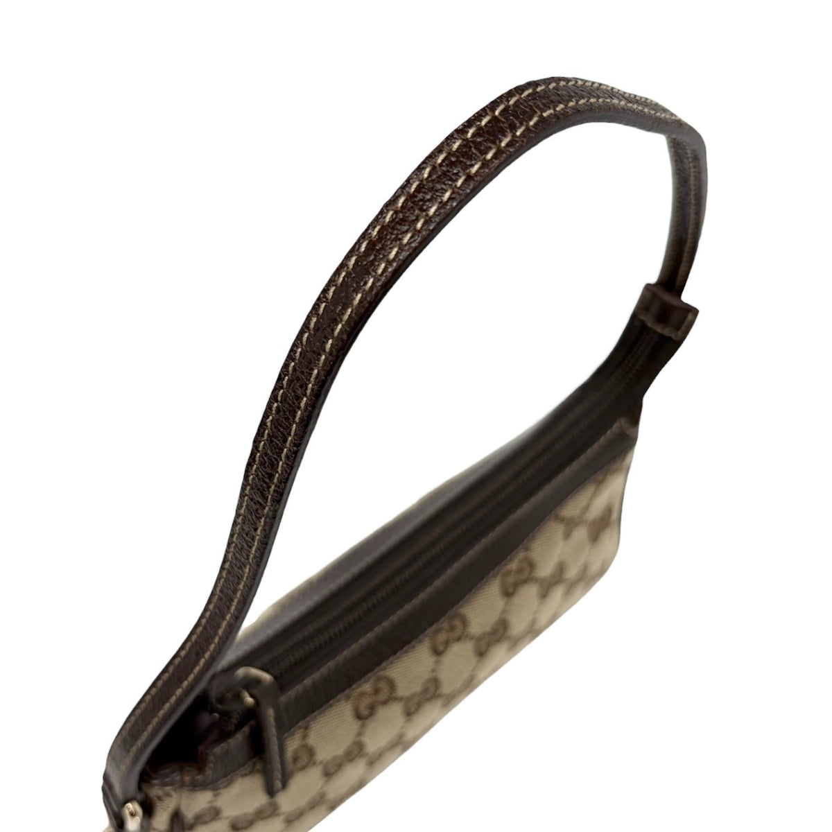 GUCCI Vintage GG Monogram Logo Pochette Mini Bag Charm Brown Canvas 902817