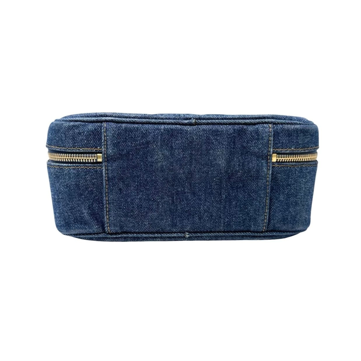 CHANEL Vintage CC Logo Denim 2way Vanity Shoulder Bag Blue Gold Handbag