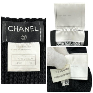 CHANEL Vintage 99A CC Logo Rib Knit Vest Top #38 Black Wool Sleeveless Rank AB