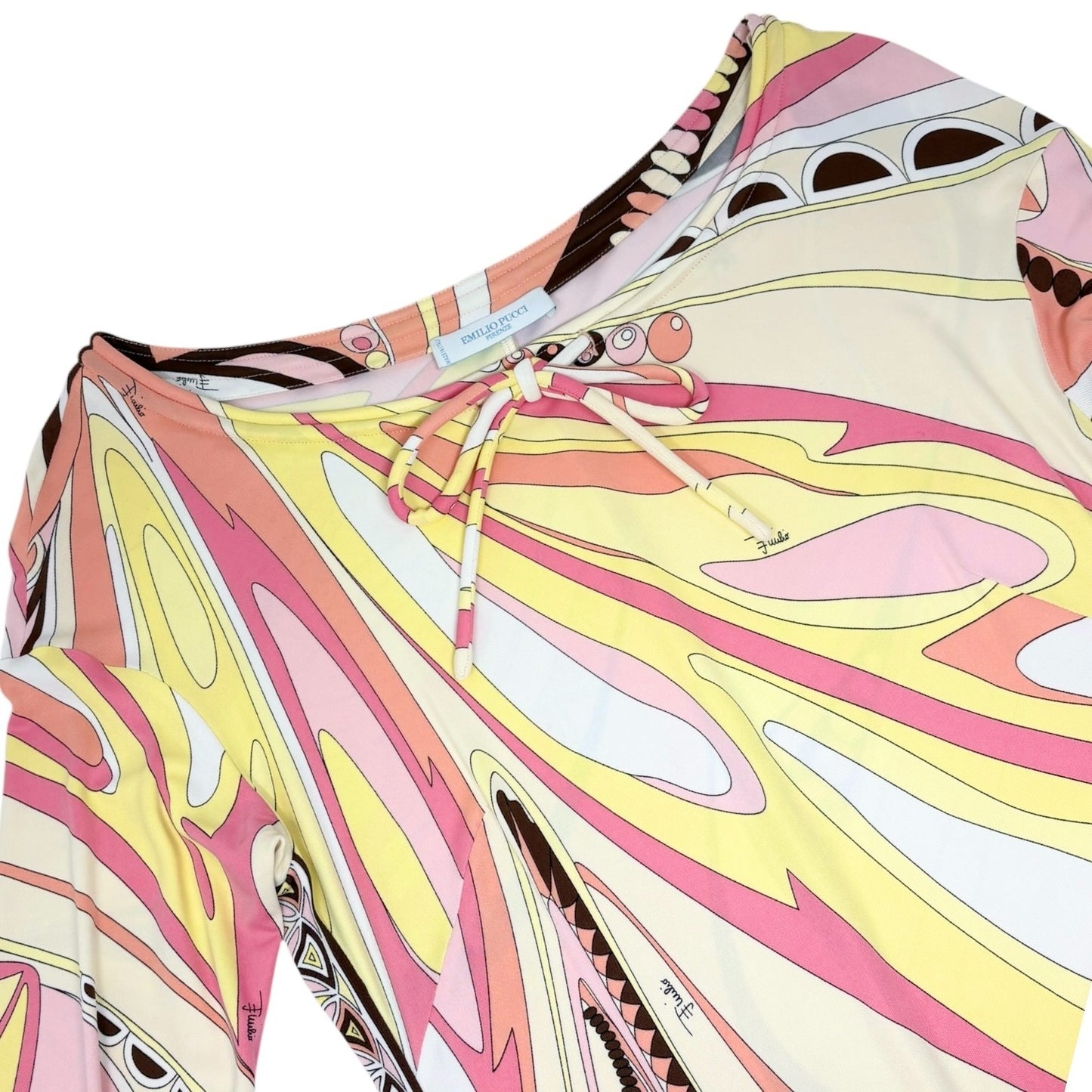 EMILIO PUCCI Vintage Multicolor Abstract Print Dress #38 Long Sleeve 902419