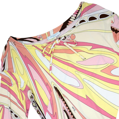 EMILIO PUCCI Vintage Multicolor Abstract Print Dress #38 Long Sleeve 902419