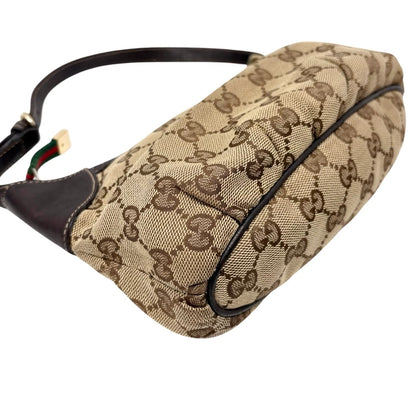 GUCCI Vintage GG Monogram Web Stripe Mini Shoulder Bag Pochette Beige 902417