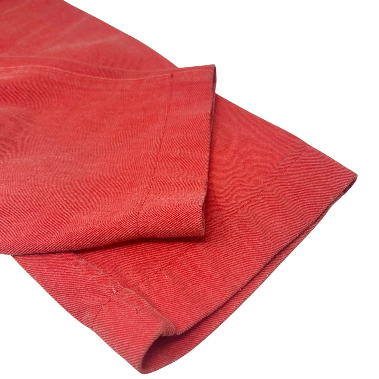 CHANEL Vintage CC Mark Logo Half Pants #36 Red Gold Cotton Button Stitch