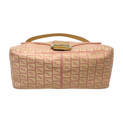 FENDI Vintage Zucchino Mamma Baguette Bag Pink Yellow Canvas Leather 902042