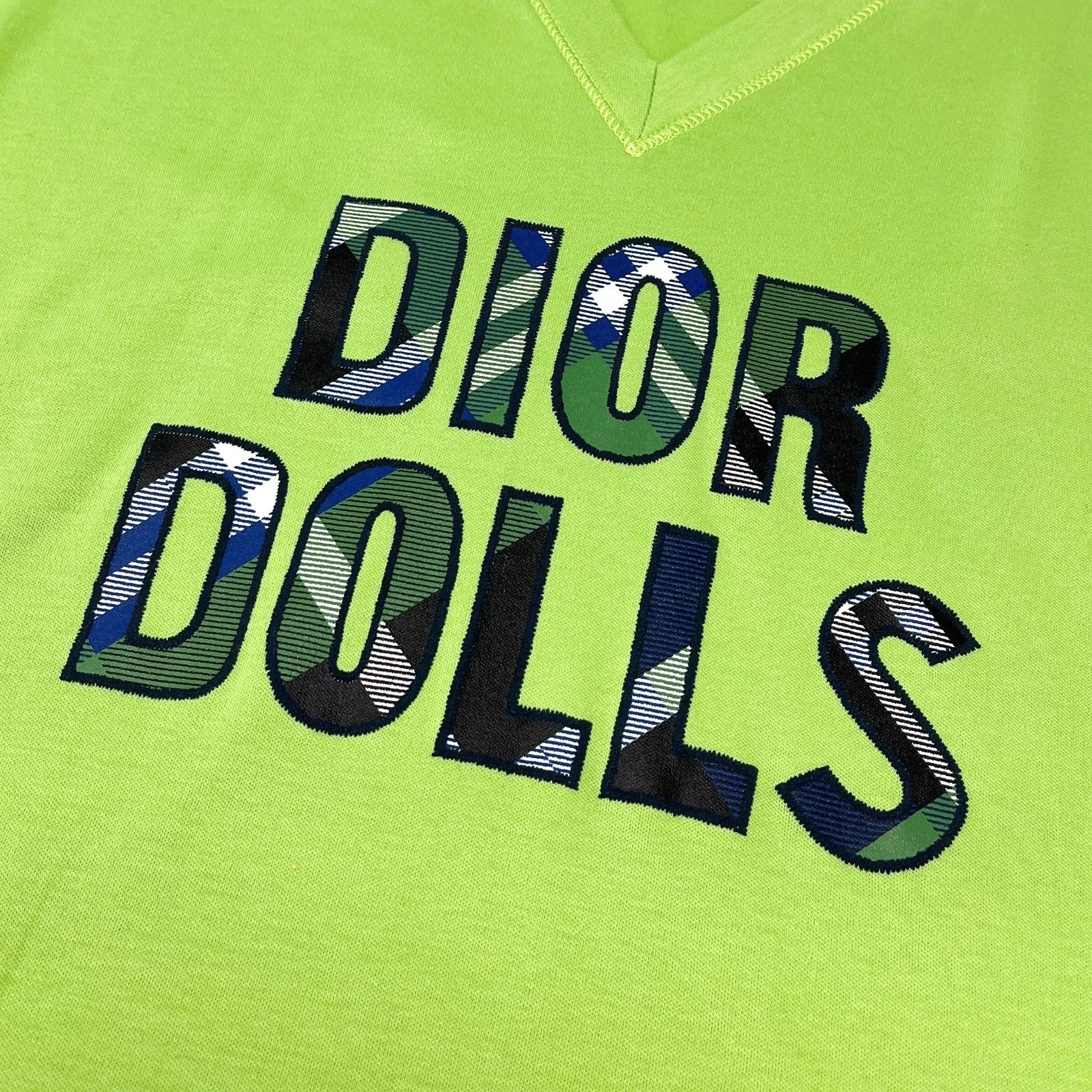 Christian Dior Vintage 2004 Dolls Logo T-shirt Top #44 Light Green Cotton
