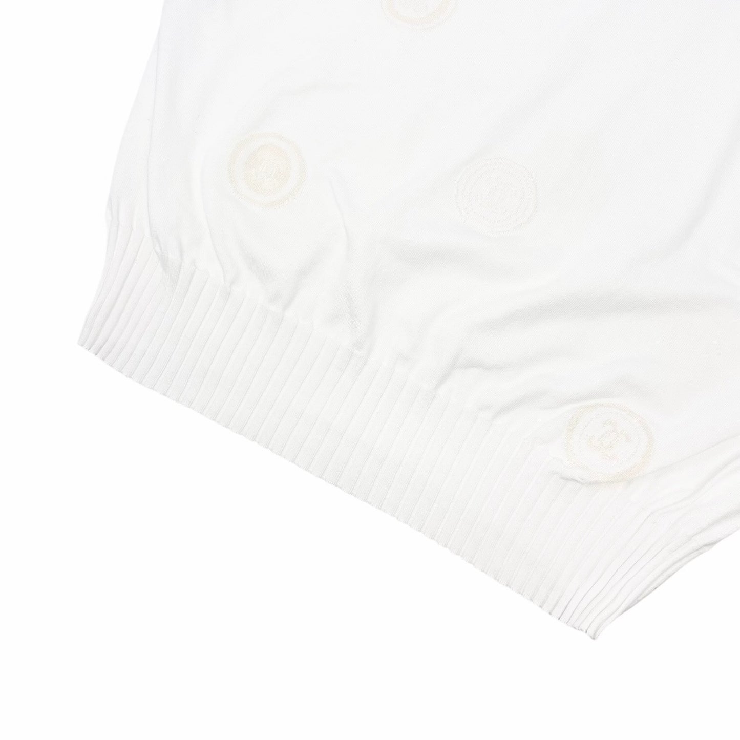 CHANEL Vintage 01P CC Logo Stamp Knit Sweater Top #46 White Pullover  902032