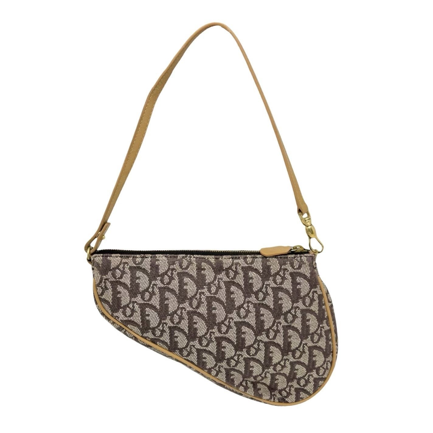 Christian Dior Vintage 2001 Trotter Monogram Mini Saddle Bag Brown 902211