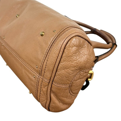 Chloe Vintage Paddington Padlock Key Boston Bag Leather Brown Gold 902319