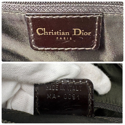Christian Dior Vintage Double Saddle Bag Geometric Brown Nylon Patent 902265