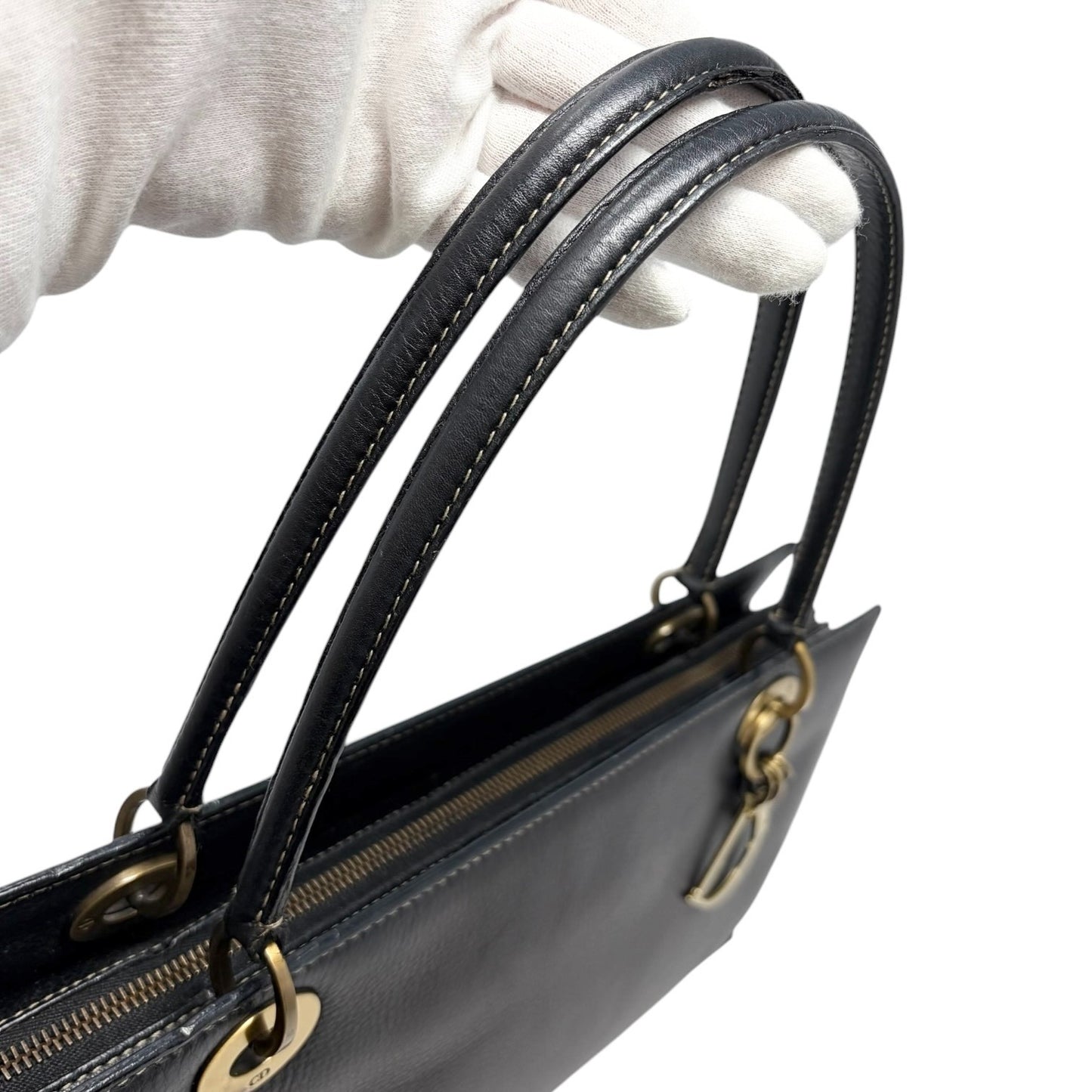 Christian Dior Vintage 2002 East West Lady Dior Shoulder Bag Black 902076