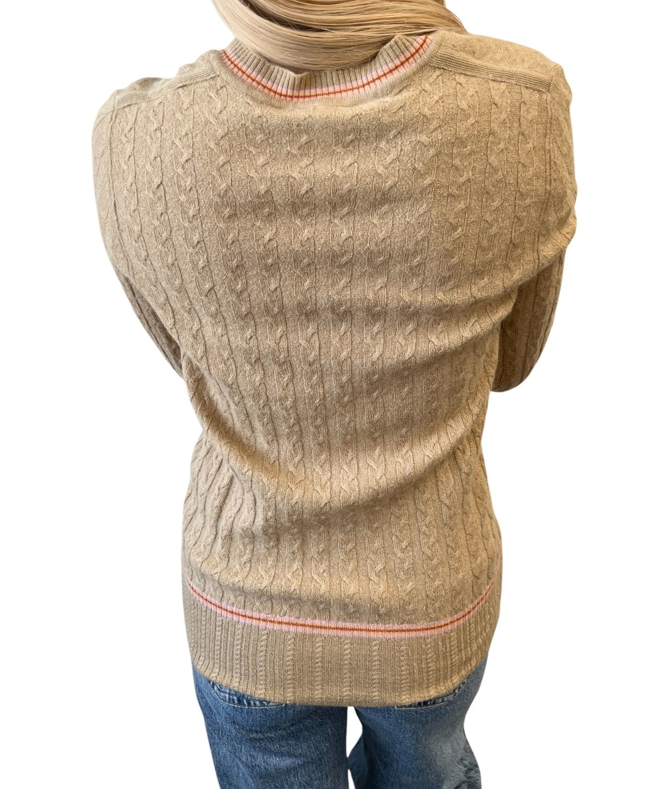Christian Dior Vintage 2004 Logo Cashmere Knit Sweater Top #36 Beige 901996