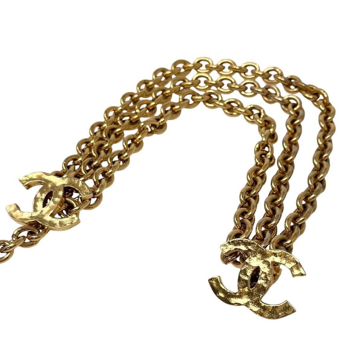 CHANEL Vintage CC Logo Chain Belt Accessory Metal Gold Charm Rank AB