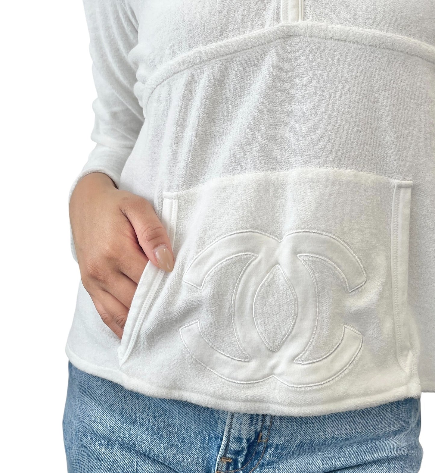 CHANEL Sport Vintage 09C CC Logo Hoodie Top #38 Long Sleeve Kangaroo Pocket