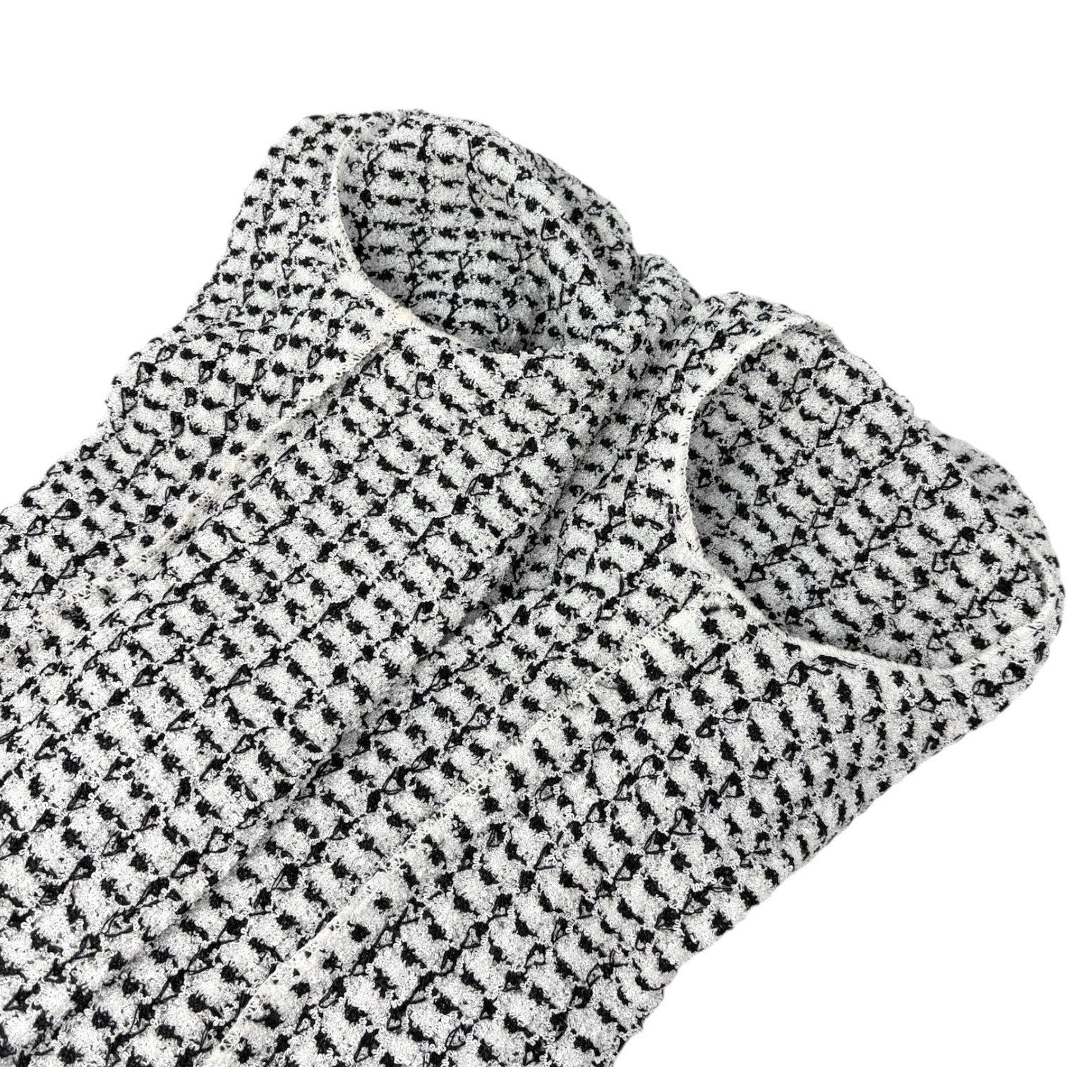 CHANEL Vintage 97P CC Logo Button Tweed Cardigan Sweater Top Black White