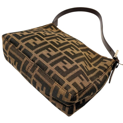 FENDI Vintage FF Logo Zucca Mini Shoulder Bag Beige Brown Pochette 902338