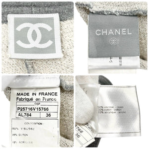 CHANEL Sport Vintage 05P CC Mark Logo Short Pants #36 Shorts Gray White Viscose