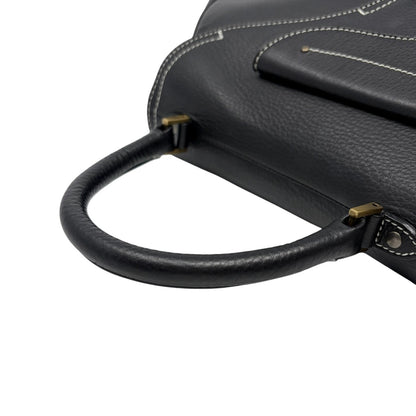 Christian Dior Vintage Double Saddle Stitch 2way Bag  Black Leather 902446