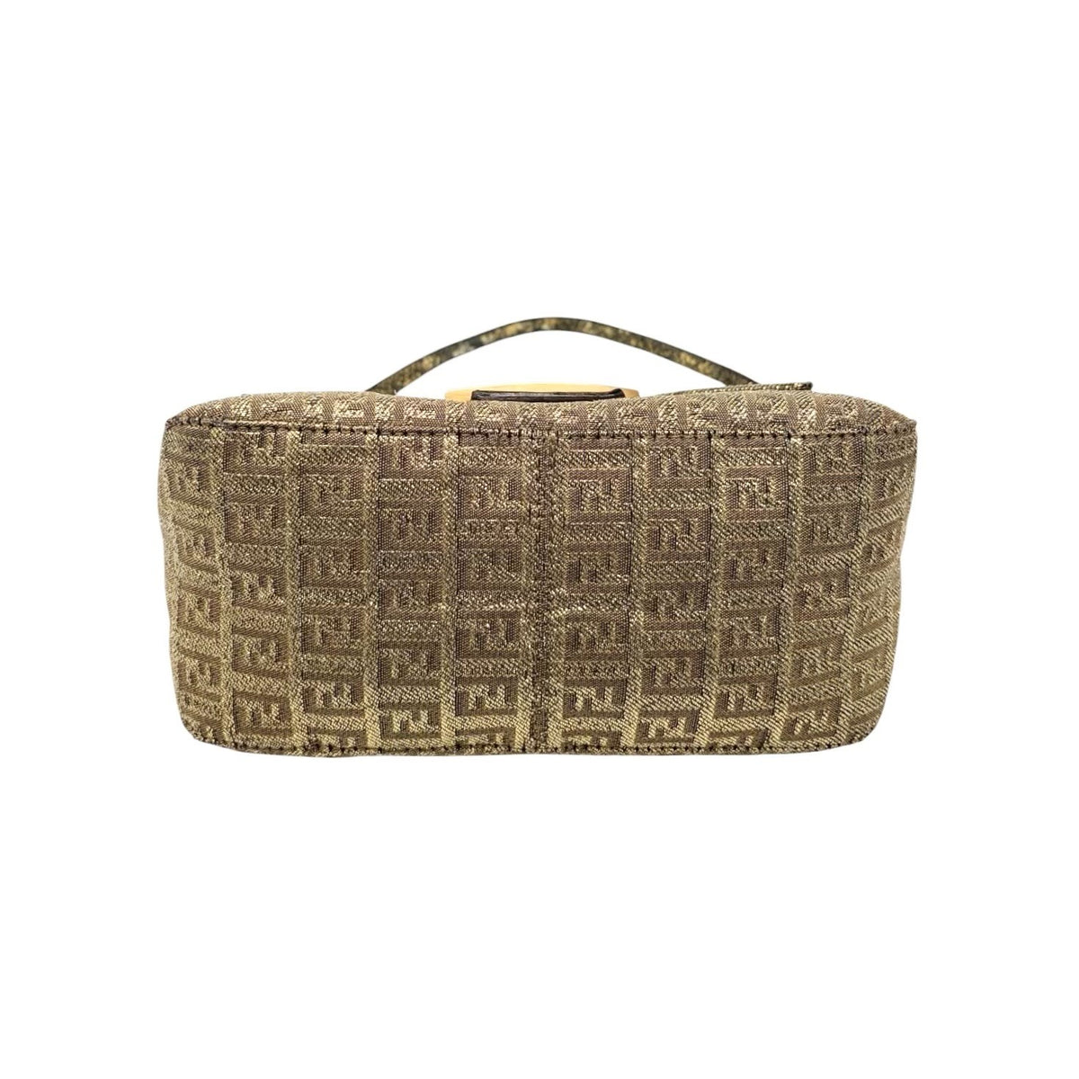 FENDI Vintage FF Logo Mamma Baguette Mini Shoulder Bag Pochette Gold 902053