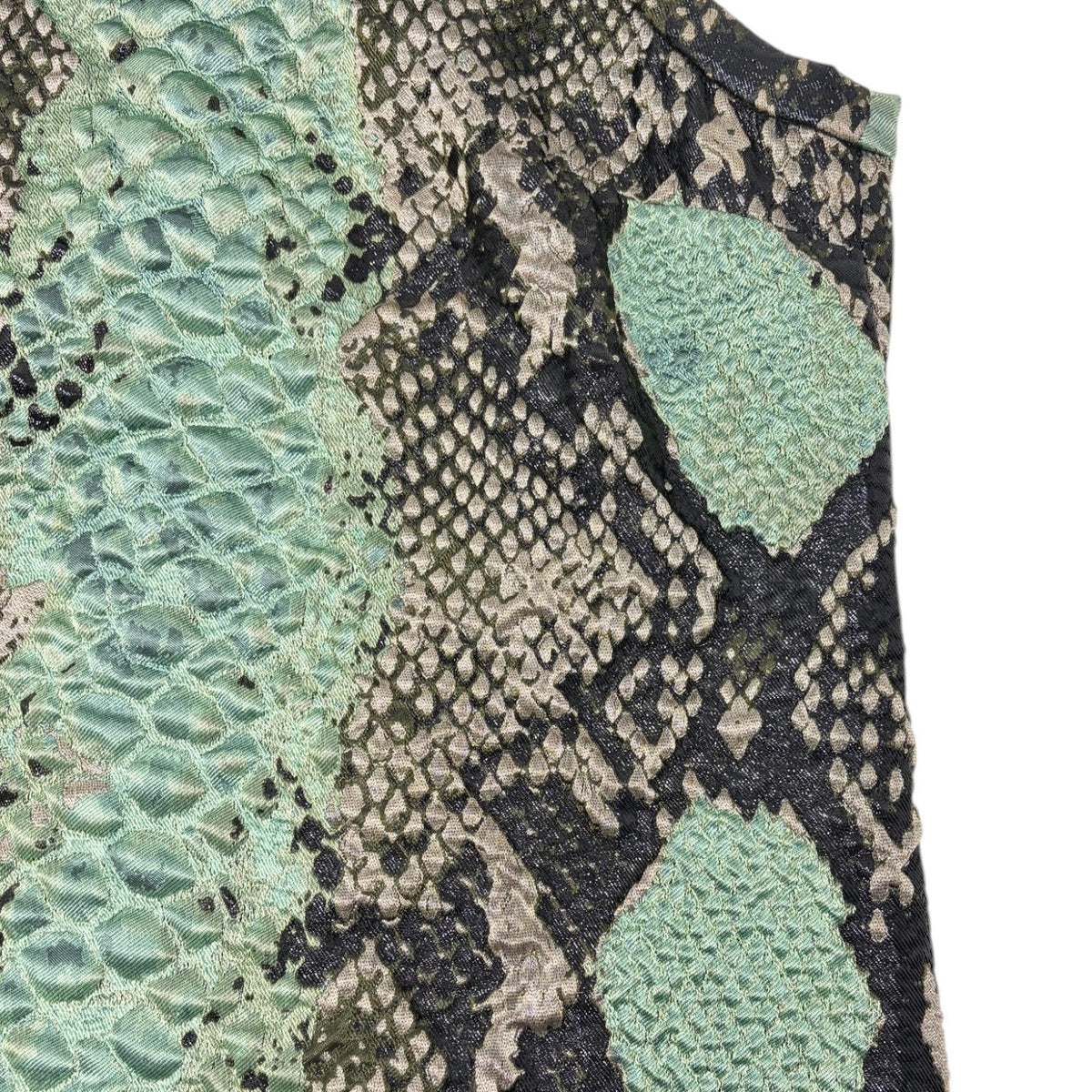 GUCCI Vintage Python Print Textured Dress Sleeveless #42 Green Black 902916