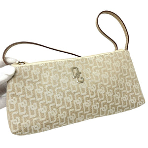 DOLCE&GABBANA Vintage DG Monogram Pochette Shoulder Bag Beige Cotton RankAB+