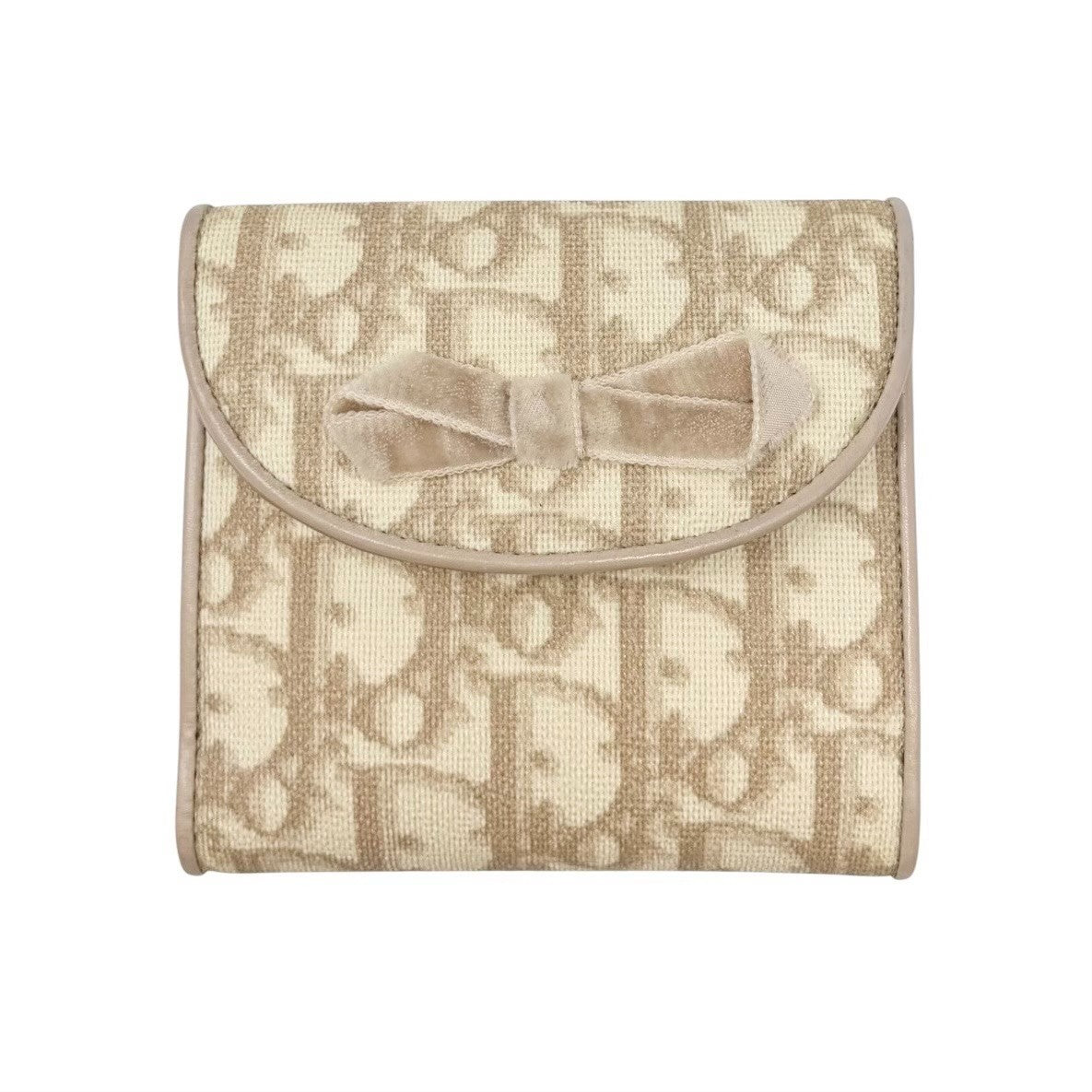 Christian Dior Vintage Trotter Monogram Romantique Wallet Cream Beige 902260
