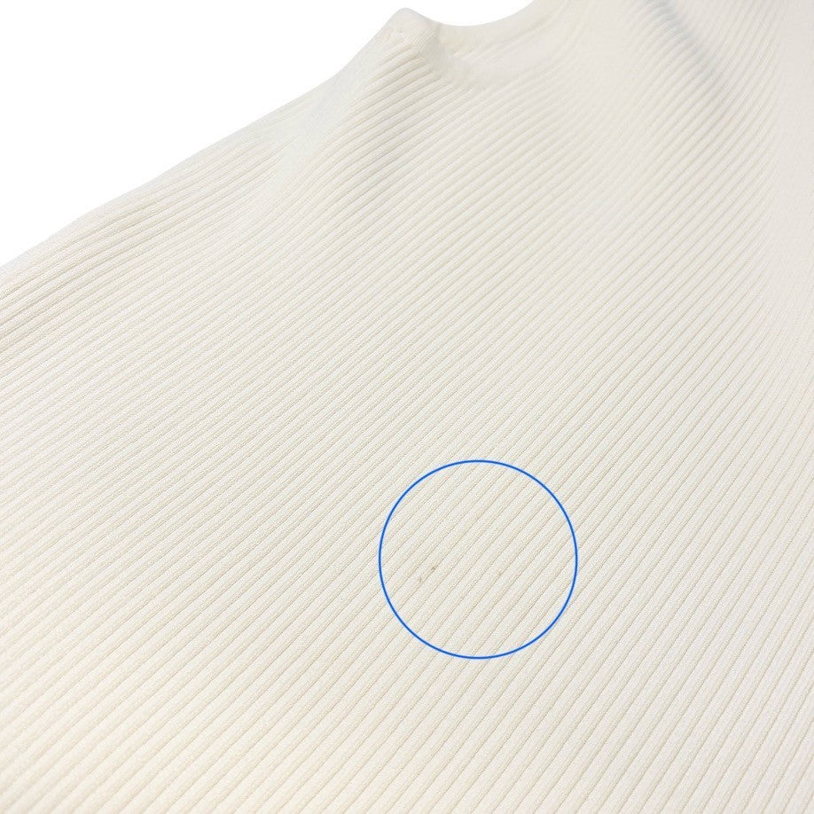 HERMES Vintage Logo Clou de Selle Button Rib Knit Tank Top #L White Gold Viscose