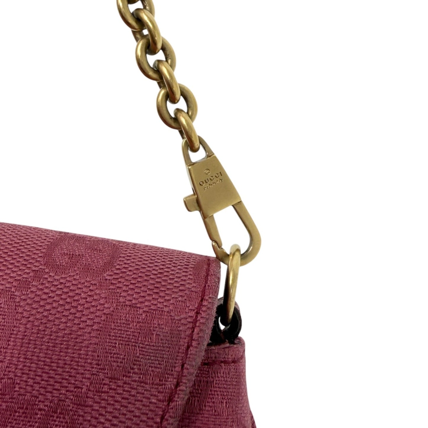 GUCCI Vintage GG Monogram Horsebit Chain Shoulder Bag Pochette Pink 901818