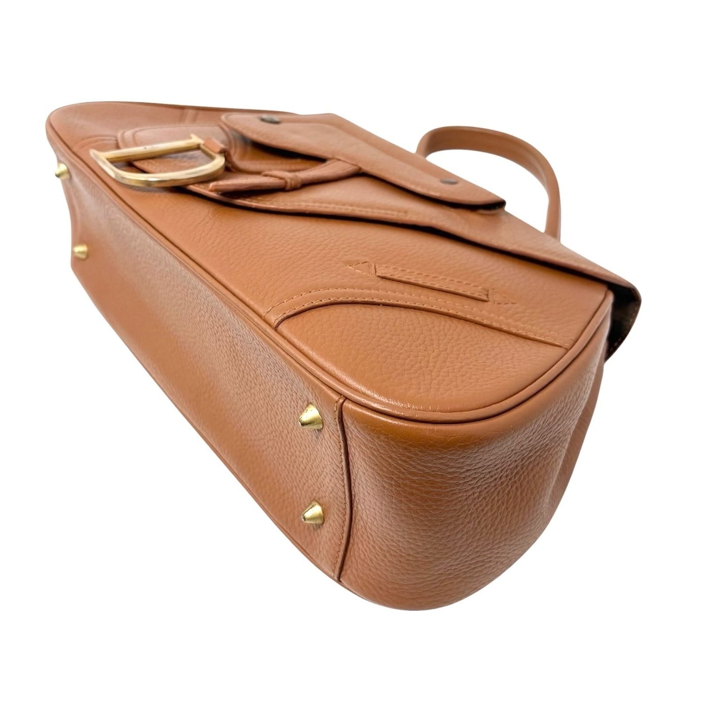 Christian Dior Vintage Double Saddle Leather Bag Handbag D Charm Brown 901941
