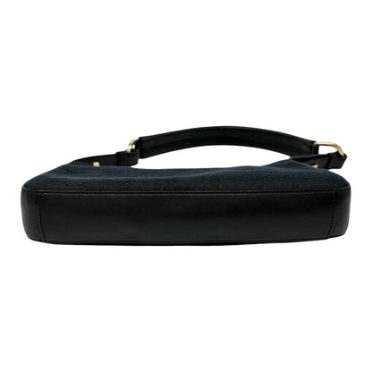 GUCCI Vintage GG Monogram Logo Canvas Pochette Mini Bag Dark Blue Gold Leather