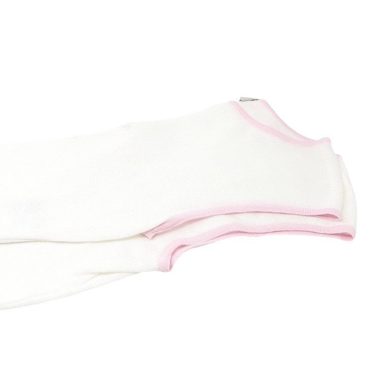 CHANEL Vintage 00S CC Mark Logo Sleeveless Top Tank Knit Cotton White Pink
