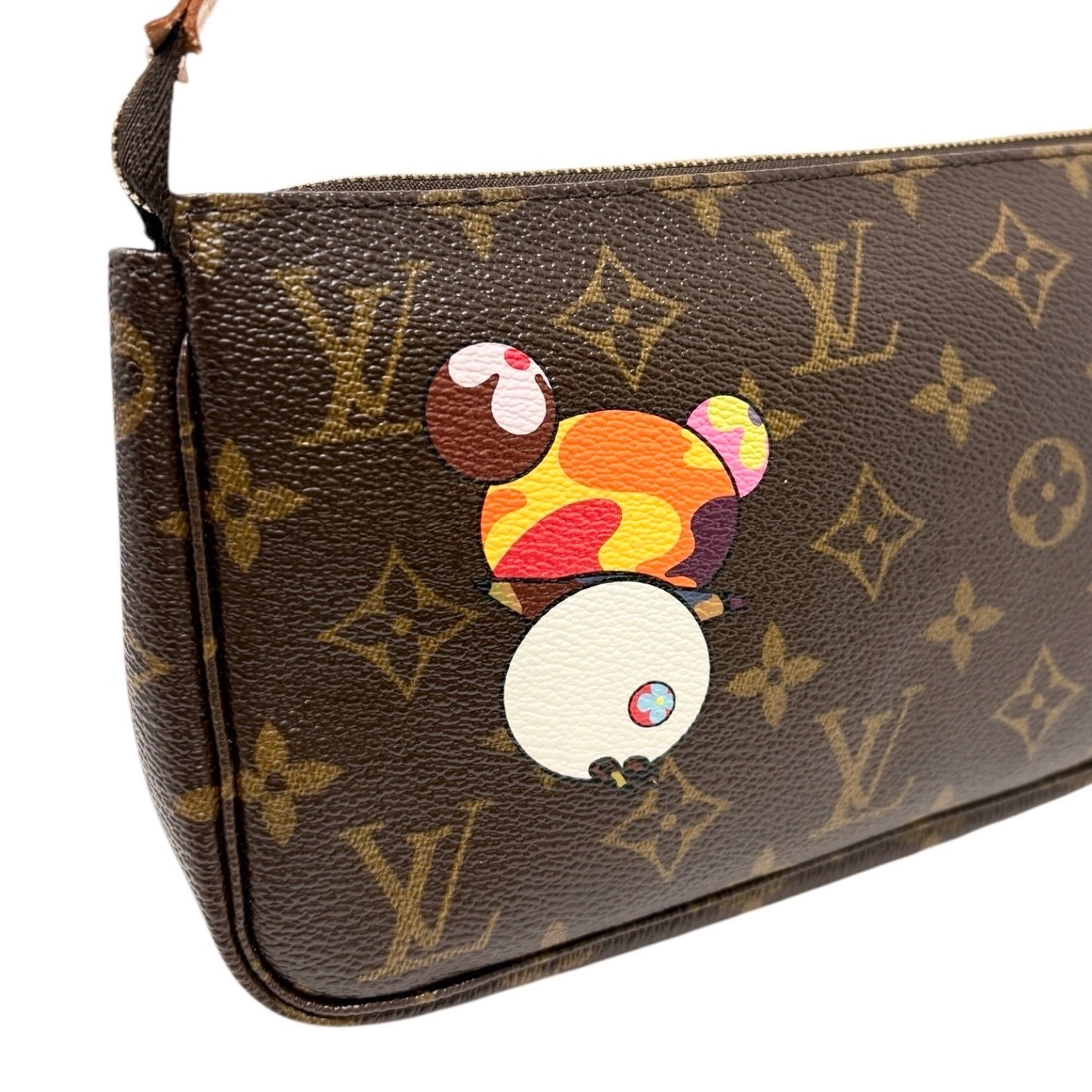 LOUIS VUITTON Vintage 2004 Murakami Monogram Panda Pochette Mini Bag Brown